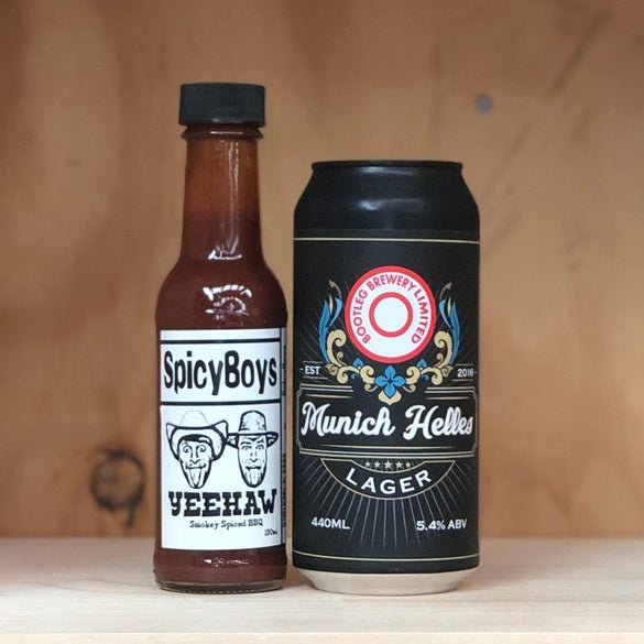 Spicy Boys Helles & YeeHaw Smokey Spiced BBQ Sauce Pairing Food - The Beer Library