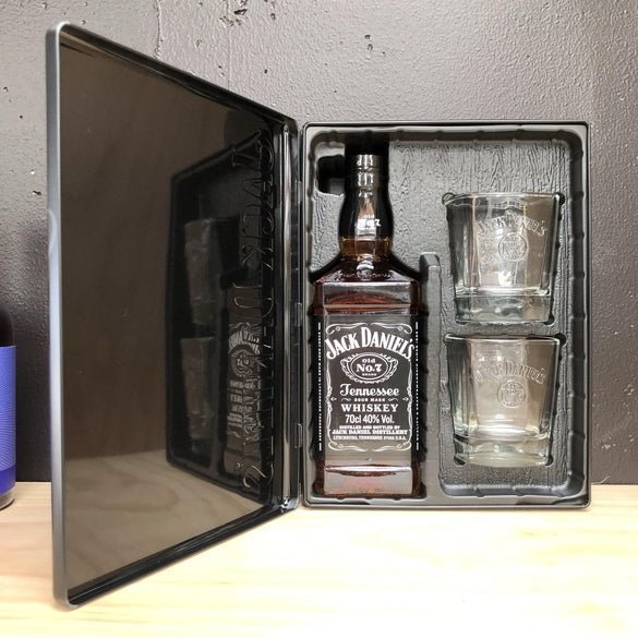 Jack Daniels Old No. 7 - Gift Tin w/2 Glasses Tennessee Whiskey - The Beer Library
