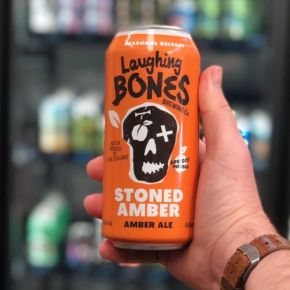 Laughing Bones Brewing Co Stoned Amber Apricot Infused Amber Ale Red/Amber - The Beer Library